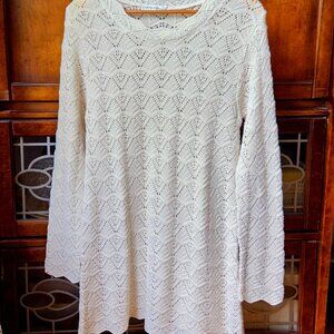 Beautiful Cotton Blend Open-Work Knit Mini-Dress/Tunic